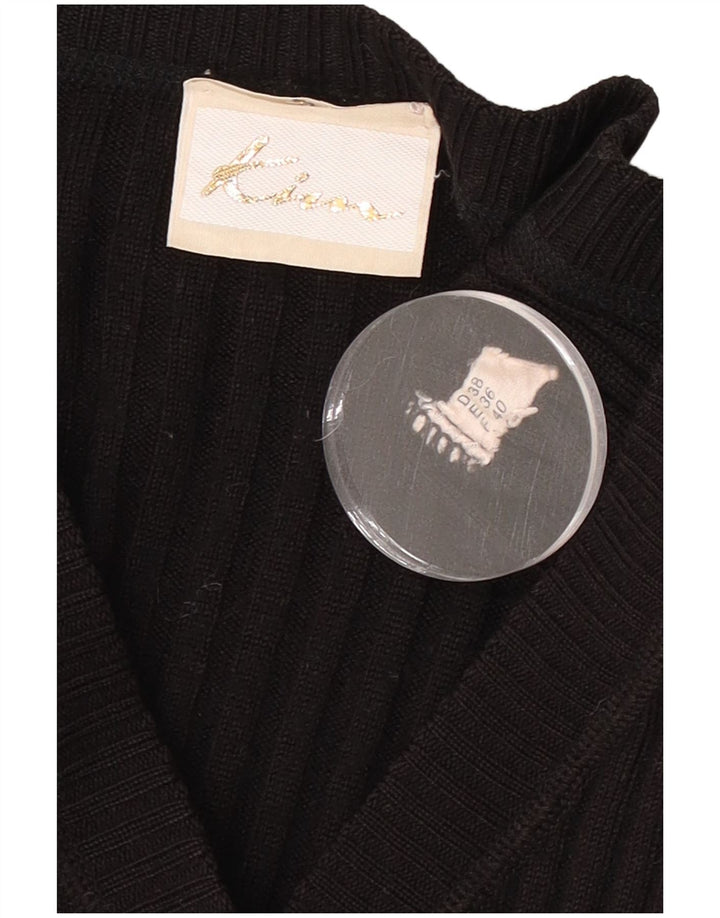Vintage Womens Crop Cardigan Sweater EU 36 Small Black Polyacrylic