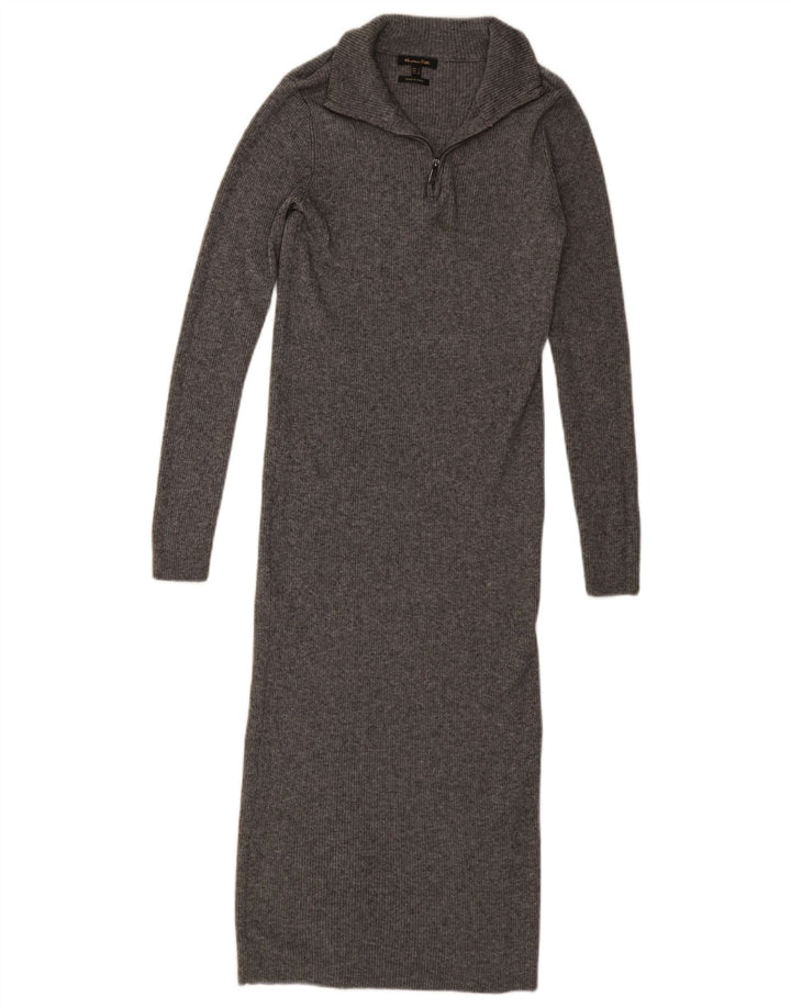 Massimo Dutti Womens Jumper Dress UK 8 Small Grey Lyocell