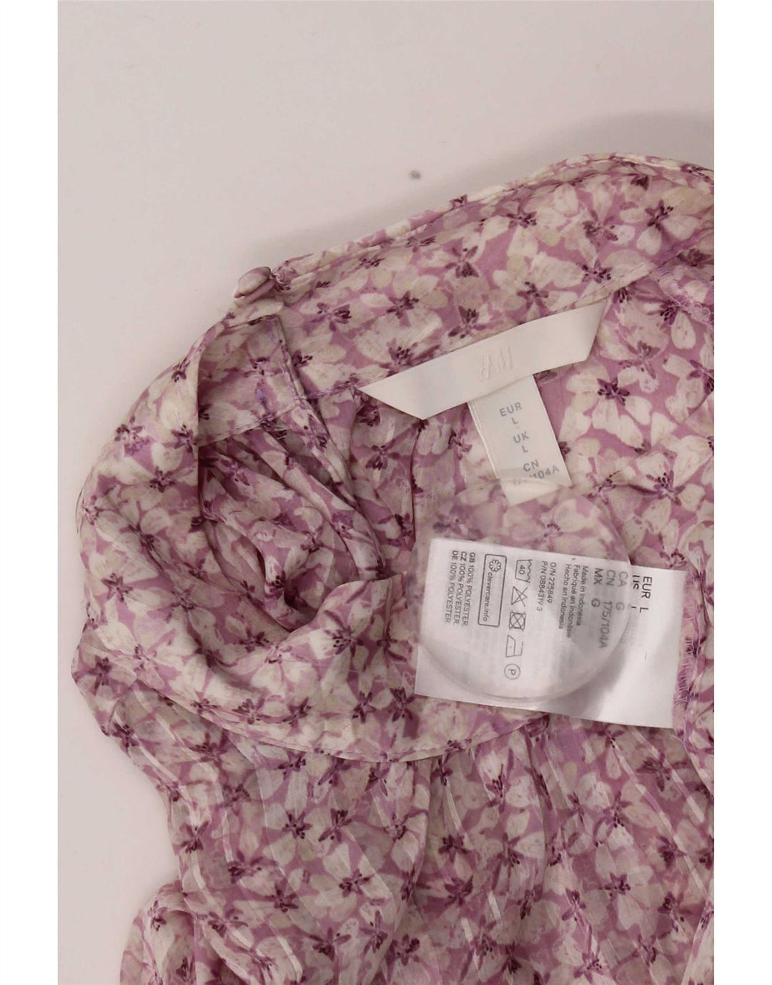 H&M Womens Long Sleeve Blouse Top UK 16 Large Pink Floral Polyester