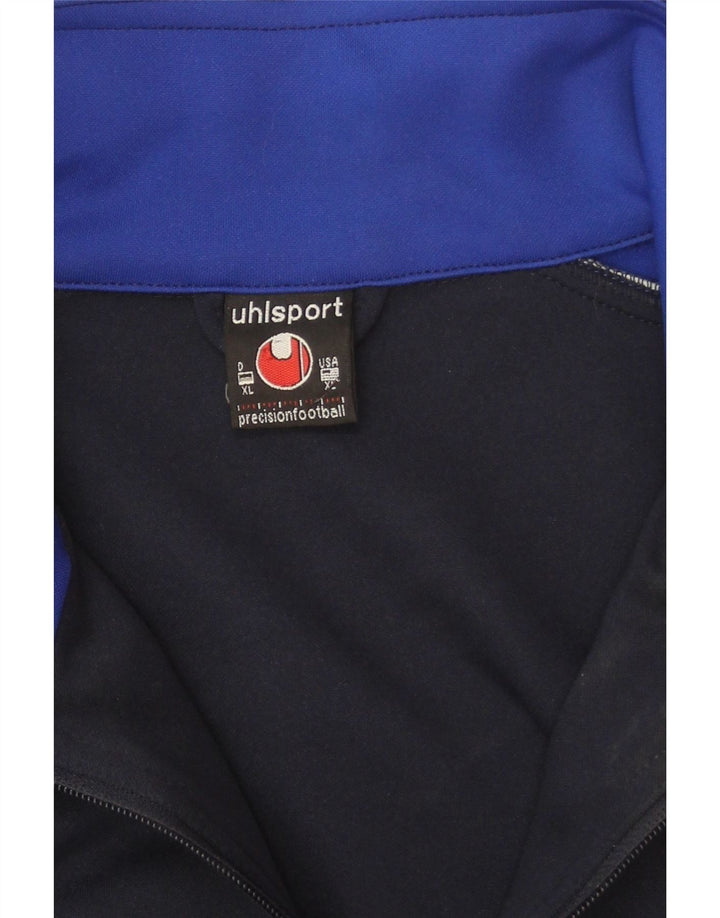 UHLSPORT Mens Tracksuit Top Jacket XL Navy Blue Colourblock Polyester Vintage Uhlsport and Second-Hand Uhlsport from Messina Hembry 