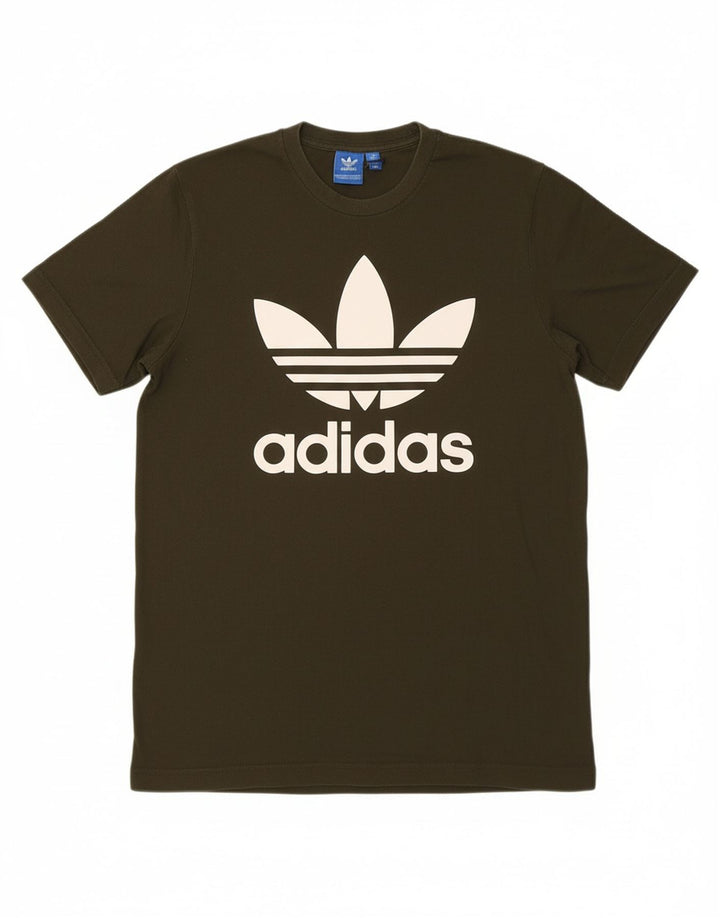 ADIDAS Mens Graphic T-Shirt Top Medium Khaki Cotton