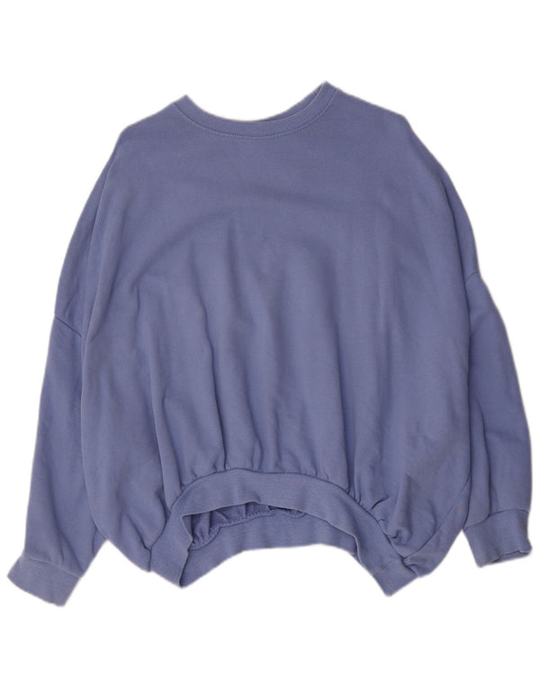 Zara Womens 3/4 Sleeve Oversized Sweatshirt Jumper UK 10 Small Blue Cotton