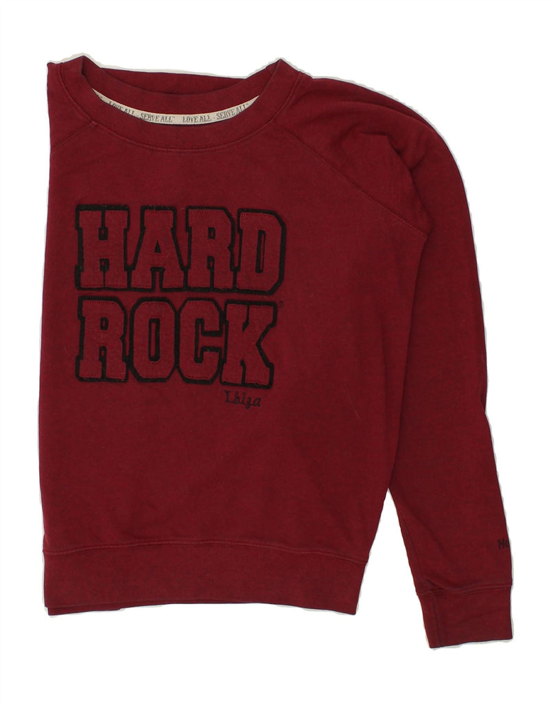 HARD ROCK CAFE Womens Ibiza Graphic Sweatshirt Jumper Large Maroon Cotton | Vintage Hard Rock Cafe | Thrift | Second-Hand Hard Rock Cafe | Used Clothing | Messina Hembry 