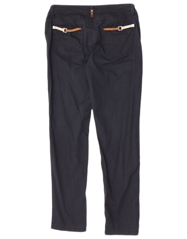Trussardi Womens Slim Casual Trousers W27 L29 Navy Blue Cotton