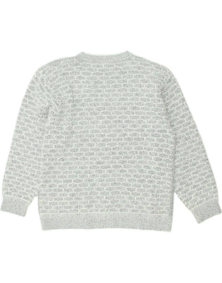VINTAGE Womens Crew Neck Jumper Sweater UK 14 Medium Grey Floral | Vintage Vintage | Thrift | Second-Hand Vintage | Used Clothing | Messina Hembry 