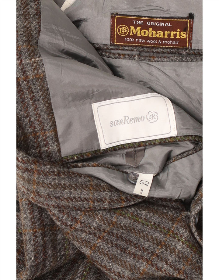 San Remo Mens 2 Button Blazer Jacket IT 52 XL Brown Check Wool