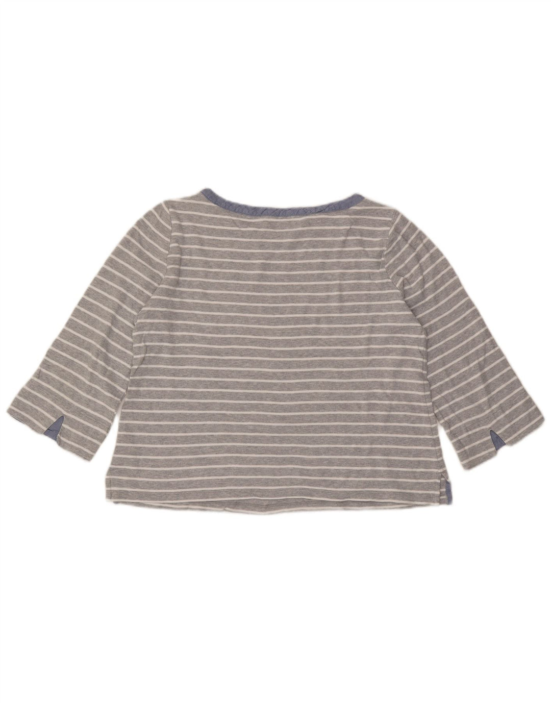 Nautica Womens Crop Top 3/4 Sleeve UK 16 Large Grey Striped Cotton