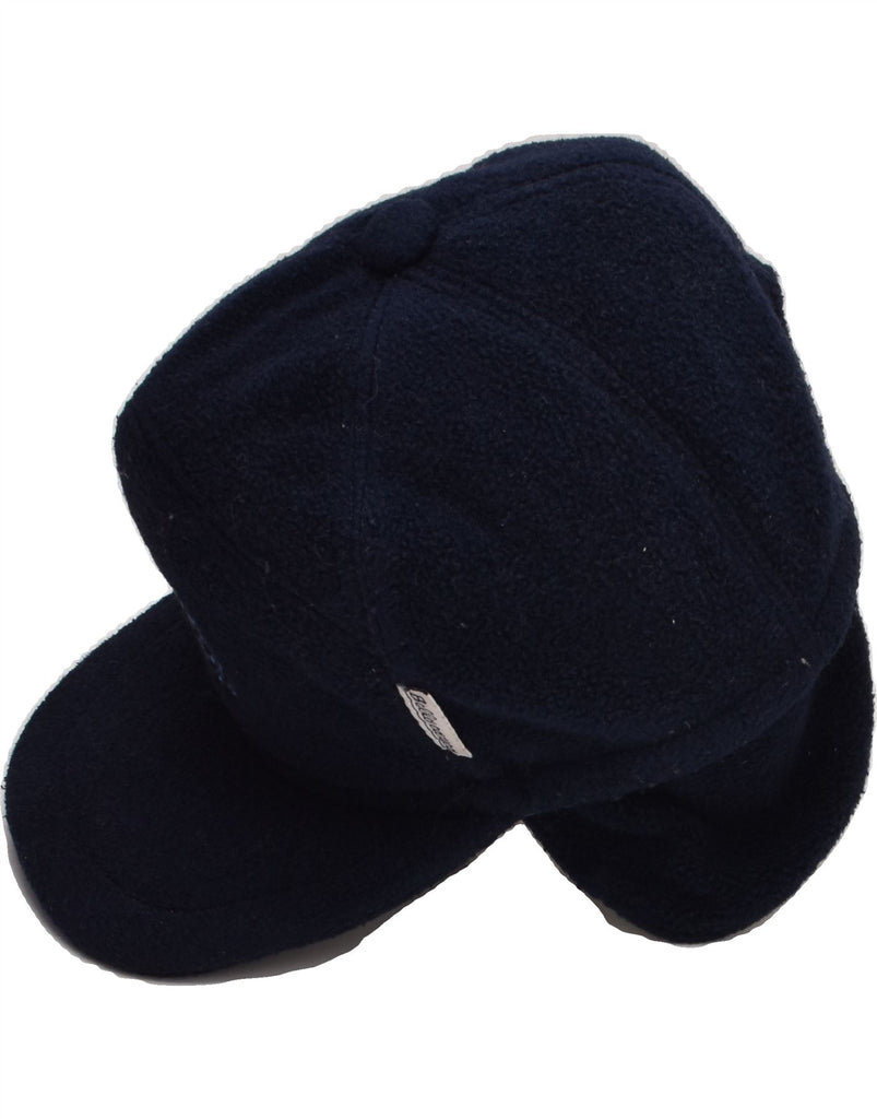 VINTAGE Mens Ear Flap Fleece Snapback Cap Medium Navy Blue Polyester | Vintage Vintage | Thrift | Second-Hand Vintage | Used Clothing | Messina Hembry 