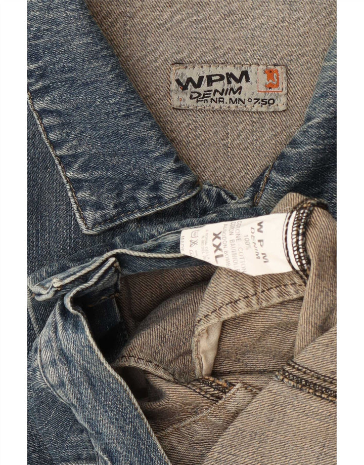 WPM Mens Denim Jacket UK 44 2XL Blue Cotton