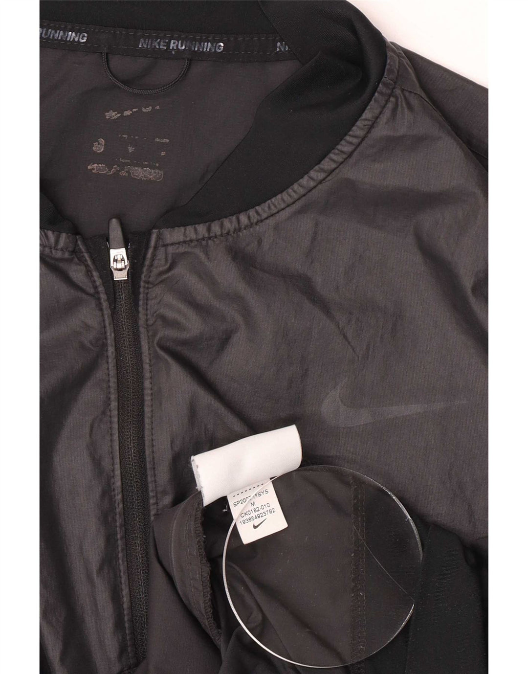 Nike Womens Graphic Tracksuit Top Jacket UK 14 Medium Black Polyester