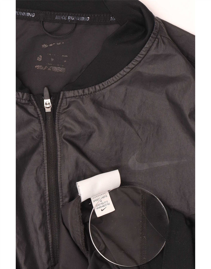 Nike Womens Graphic Tracksuit Top Jacket UK 14 Medium Black Polyester