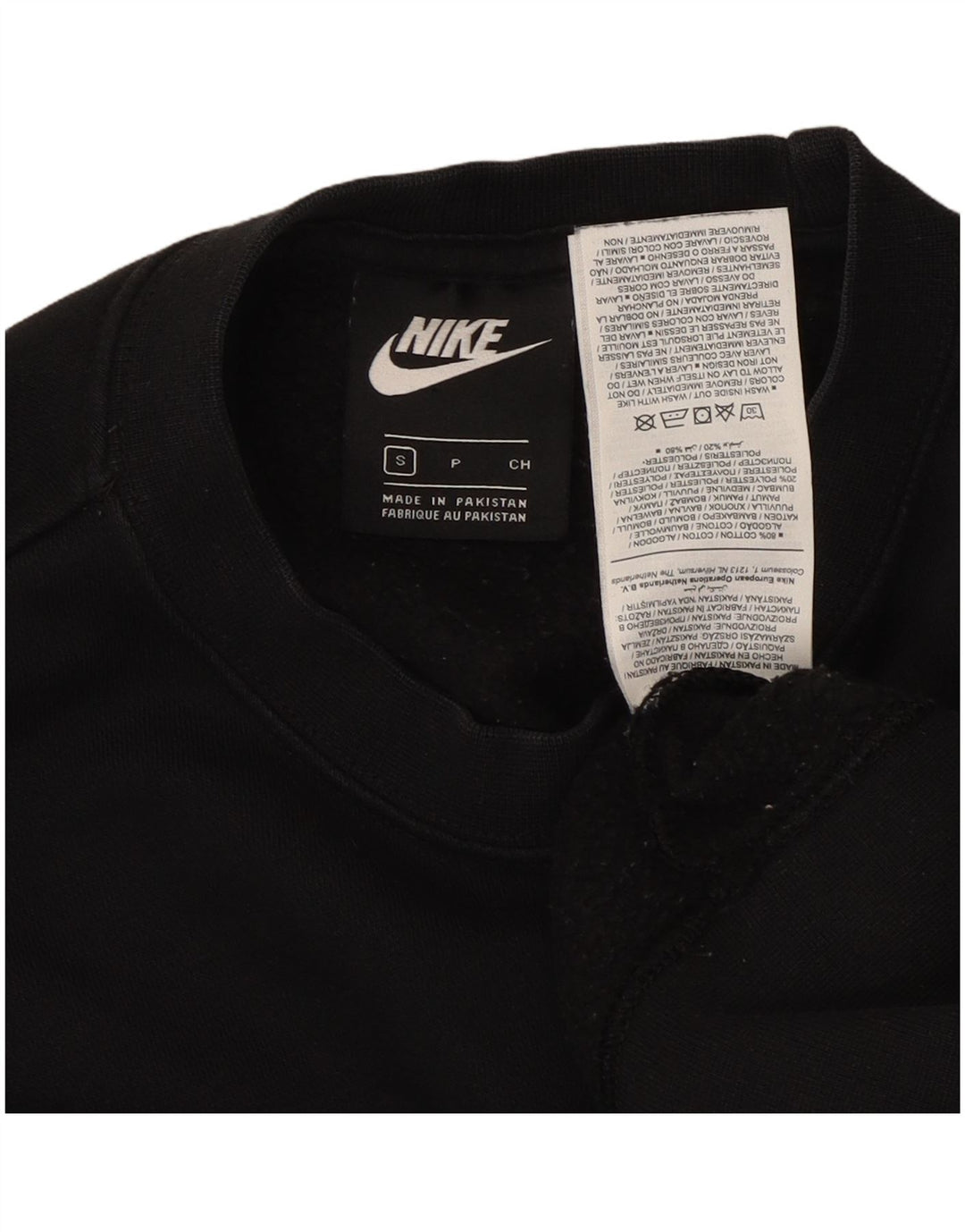 NIKE Womens Crop Oversized Sweatshirt Jumper UK 10 Small Black Cotton
