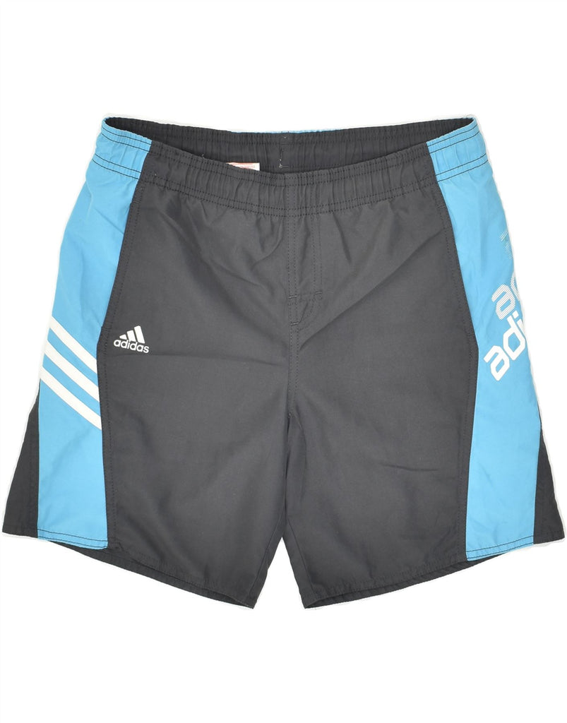 ADIDAS Boys Sport Shorts 11-12 Years Grey Colourblock Polyester | Vintage Adidas | Thrift | Second-Hand Adidas | Used Clothing | Messina Hembry 