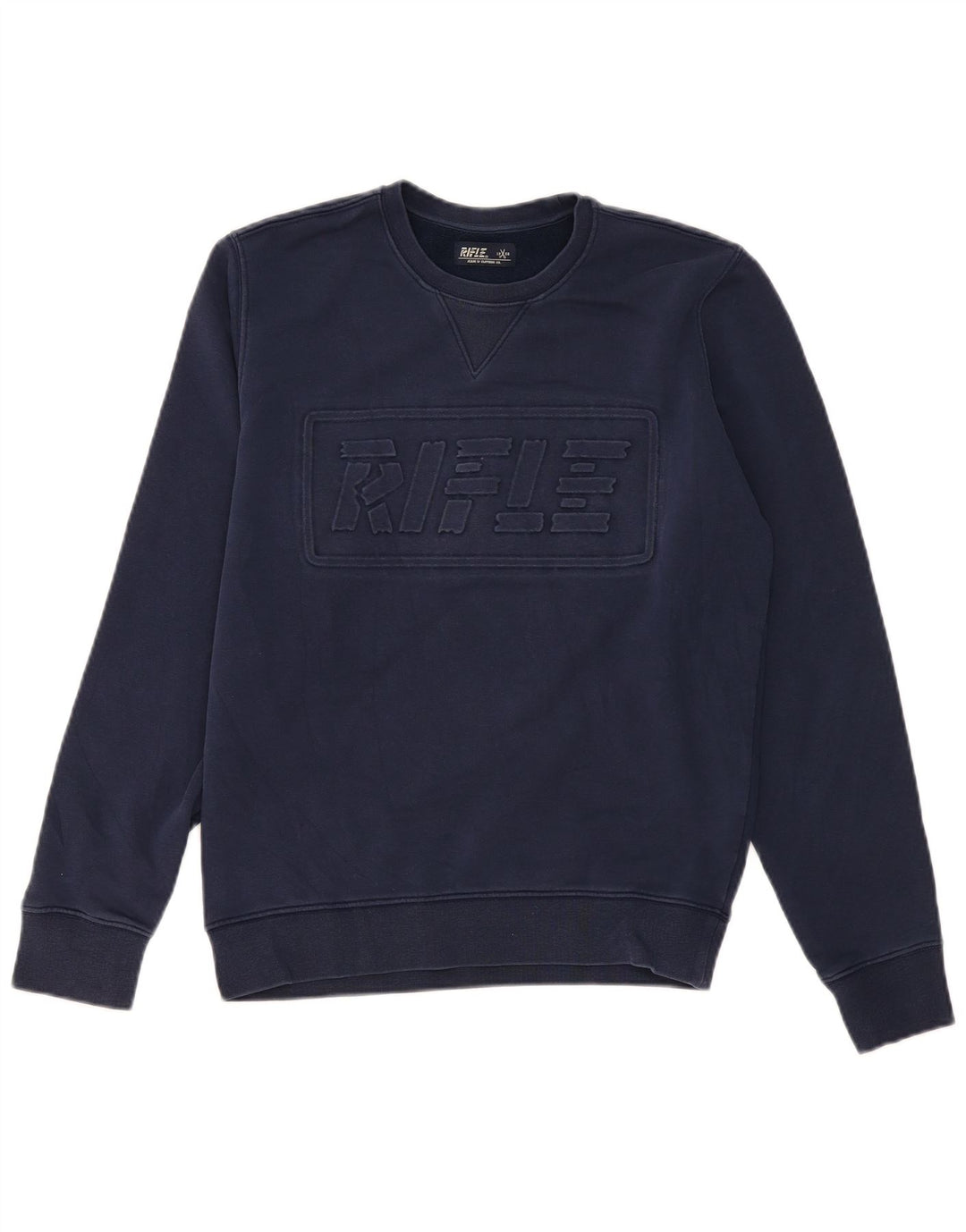 Rifle Mens Graphic Sweatshirt Jumper Medium Navy Blue Cotton