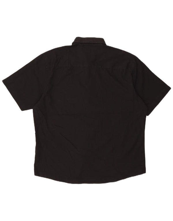 Pierre Cardin Mens Short Sleeve Regular Fit Shirt 3XL Black Polyester