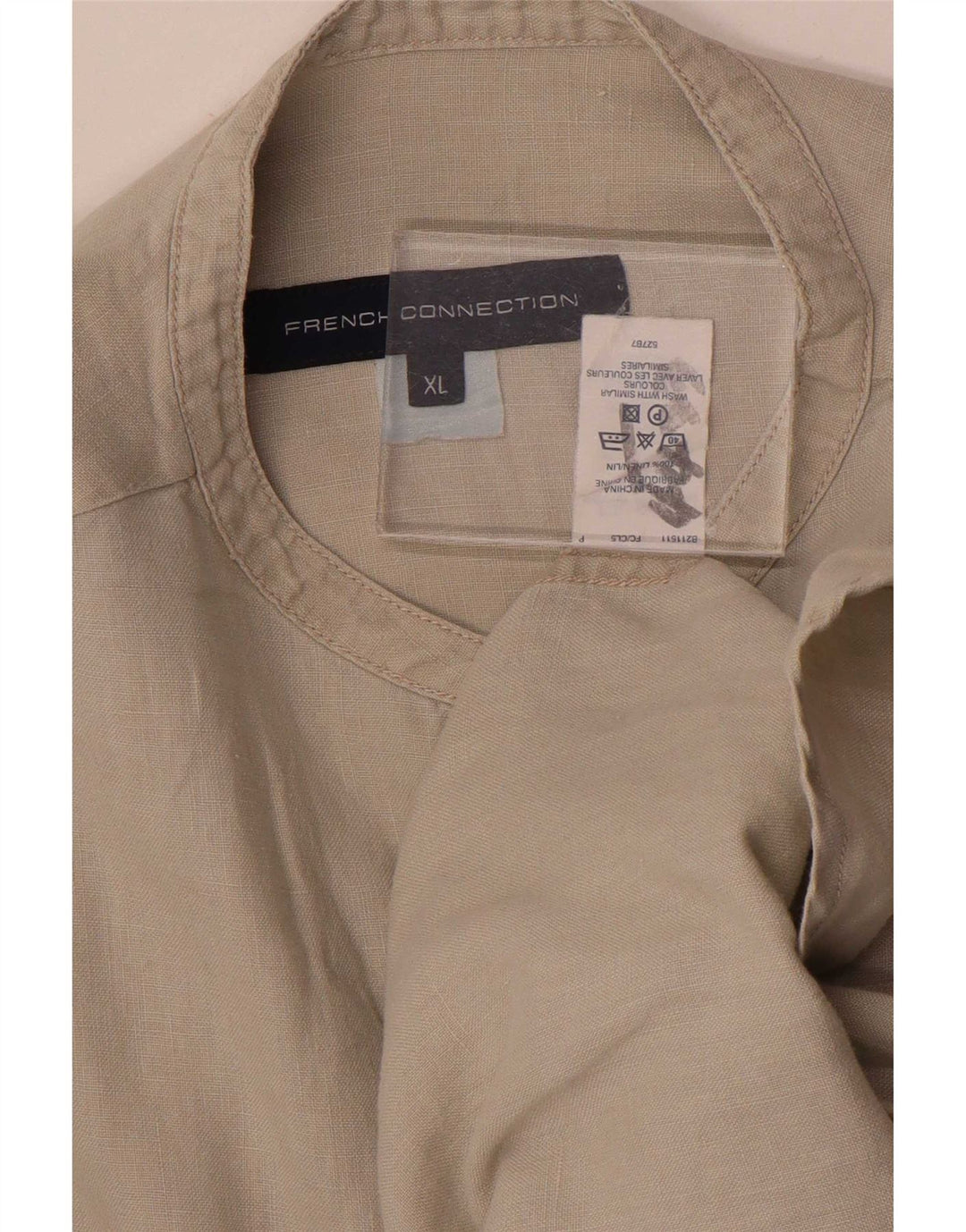 French Connection Mens Shirt XL Beige Linen