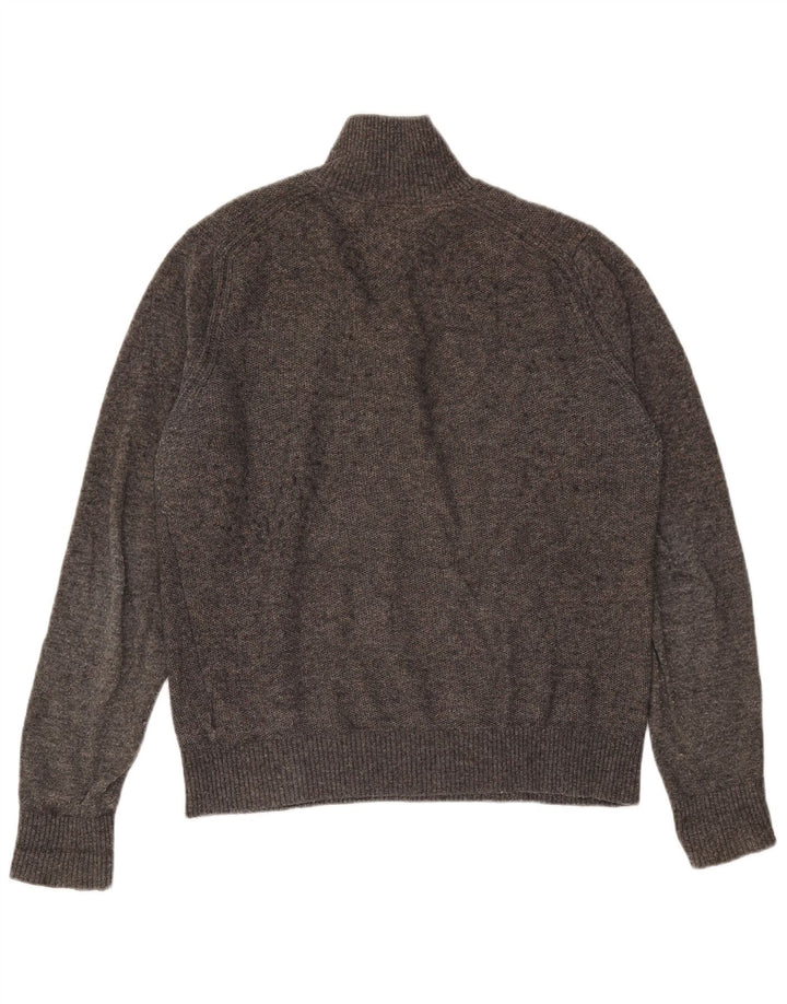 Tommy Hilfiger Mens Button Neck Jumper Sweater Medium Grey Wool