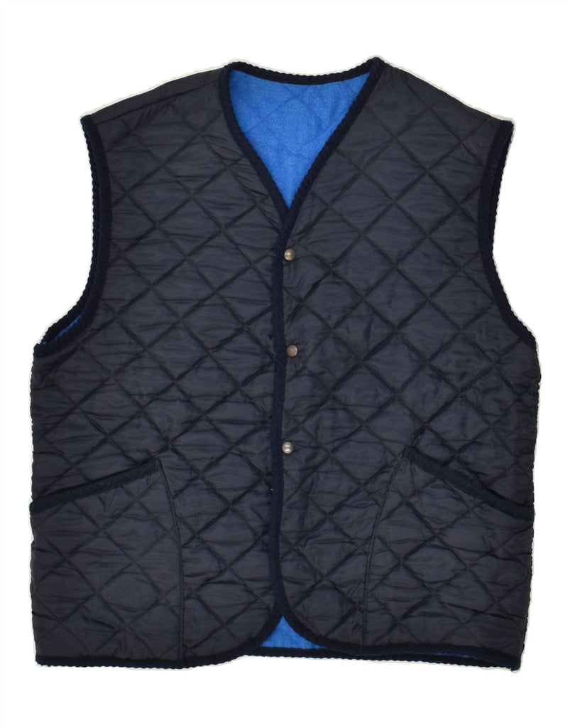 VINTAGE Mens Quilted Gilet UK 40 Large Navy Blue Polyamide Vintage Vintage and Second-Hand Vintage from Messina Hembry 