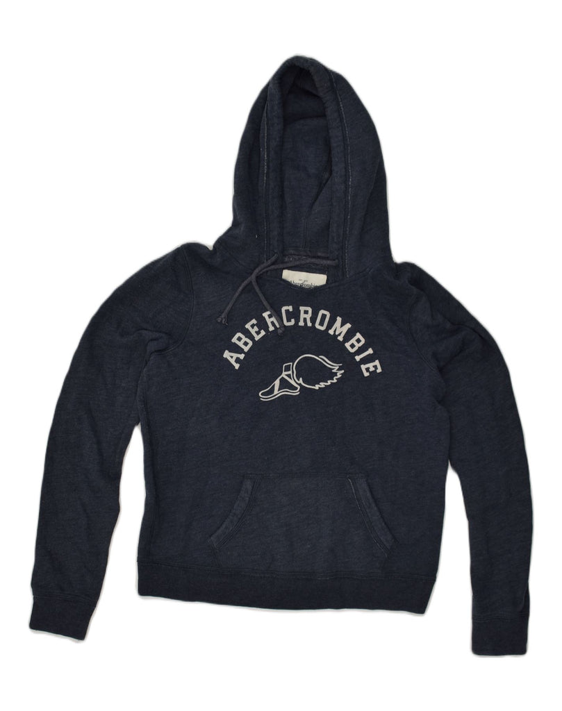 ABERCROMBIE & FITCH Womens Graphic Hoodie Jumper UK 16 Large Navy Blue | Vintage Abercrombie & Fitch | Thrift | Second-Hand Abercrombie & Fitch | Used Clothing | Messina Hembry 