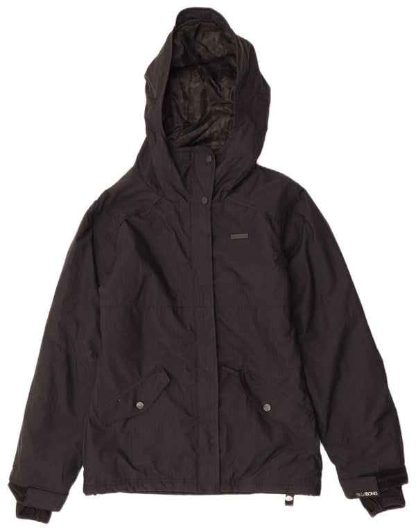 Billabong Womens Hooded Windbreaker Jacket UK 10 Small Black Pinstripe