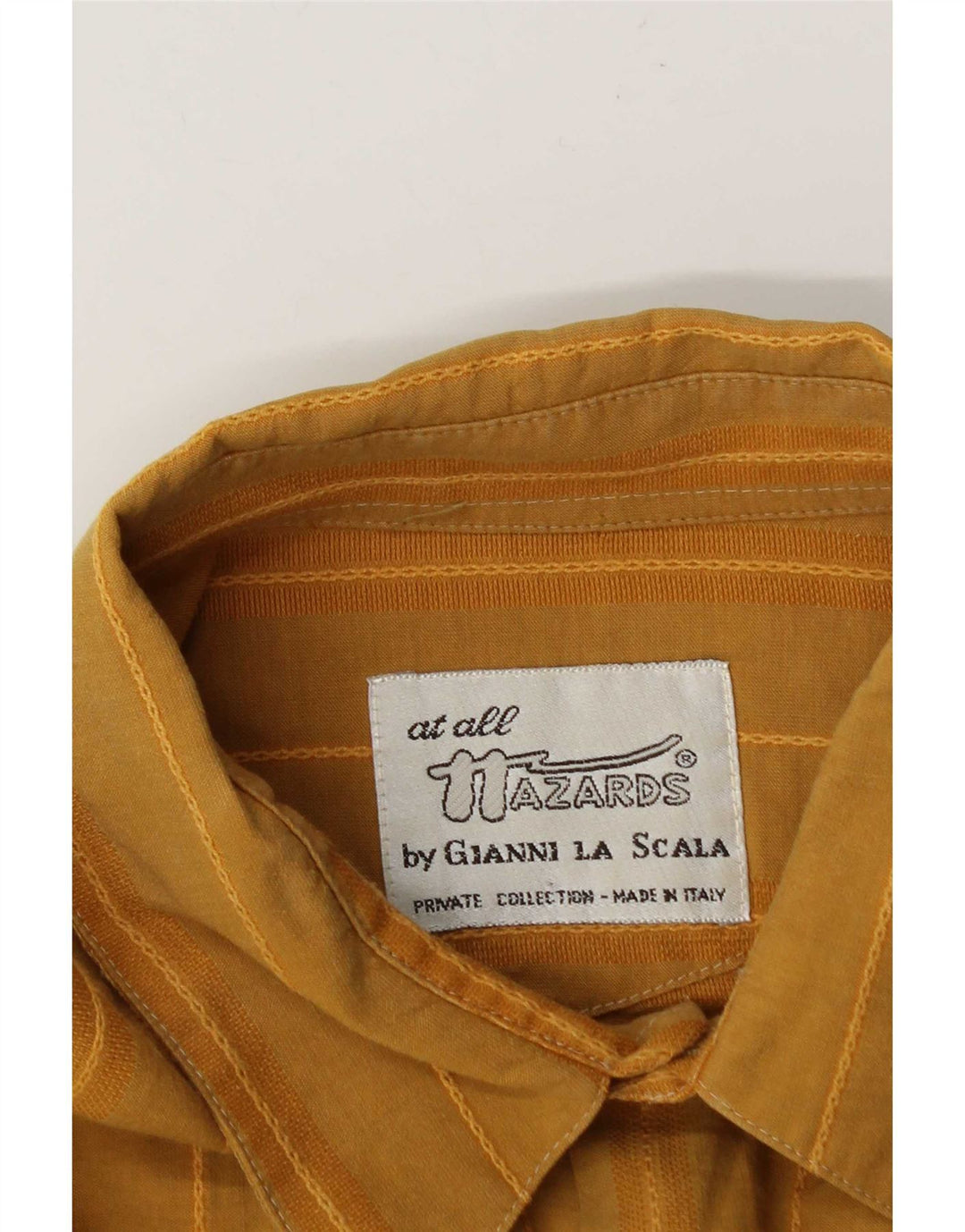 Vintage Mens Shirt Large Yellow Pinstripe