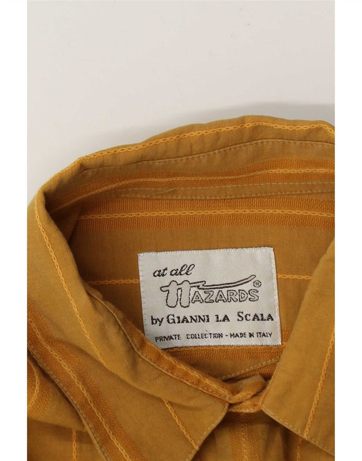 Vintage Mens Shirt Large Yellow Pinstripe