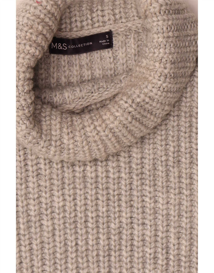 Marks & Spencer Womens Roll Neck Vest Tank Top UK 10 Small Grey Polyester