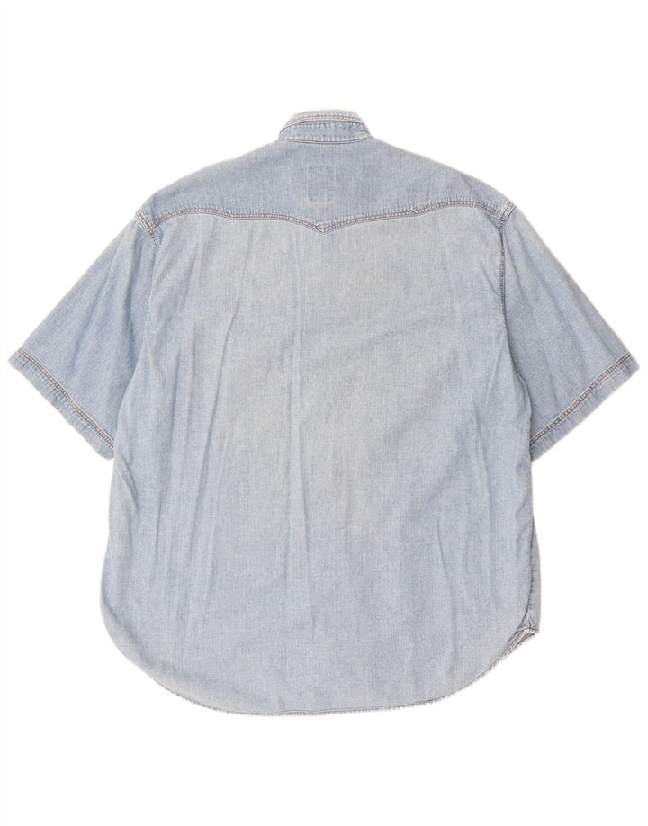 Rifle Mens Short Sleeve Denim Shirt XL Blue Cotton