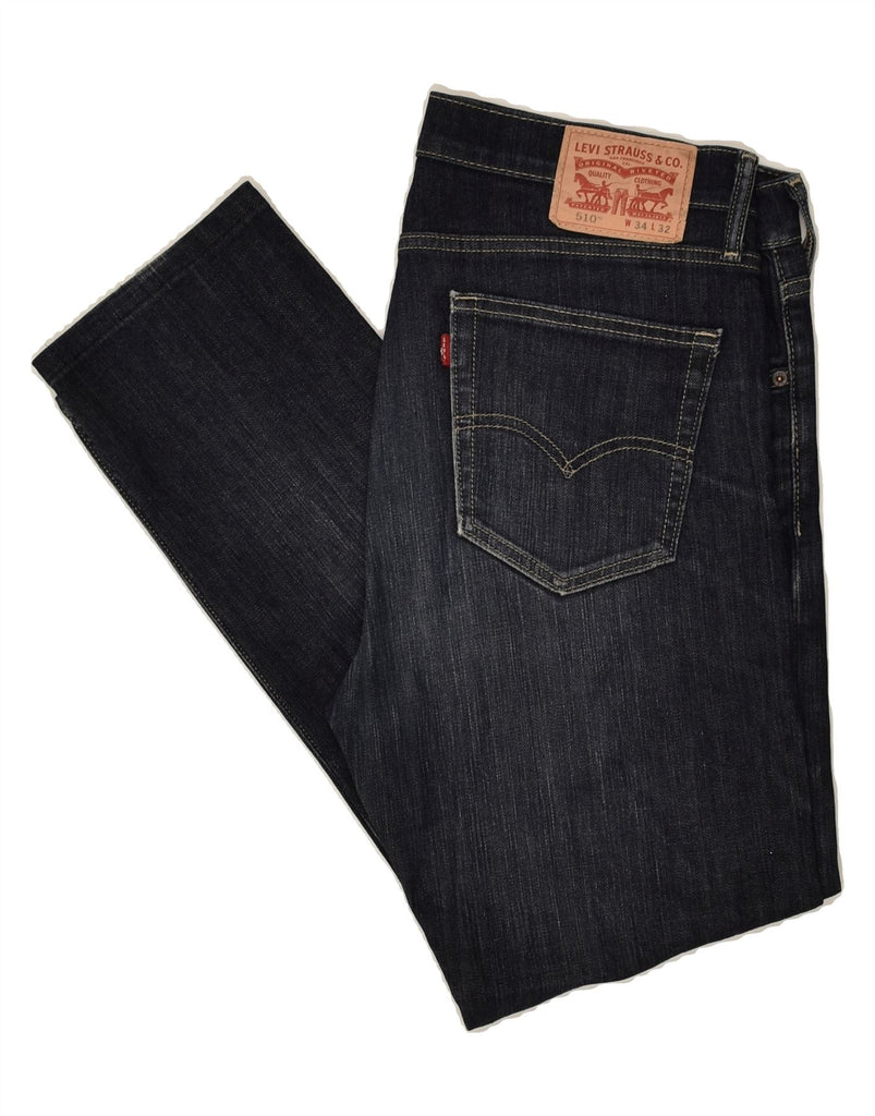 LEVI'S Womens 510 Slim Jeans W34 L28 Navy Blue | Vintage Levi's | Thrift | Second-Hand Levi's | Used Clothing | Messina Hembry 