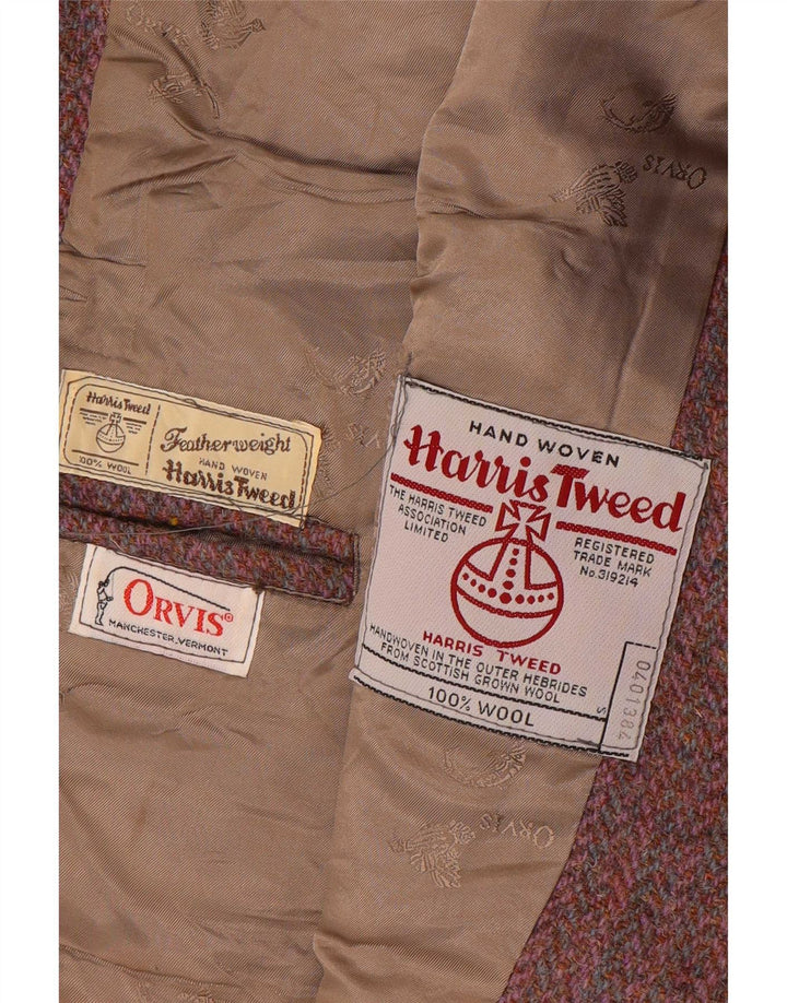 Orvis Womens Harris Tweed Blazer Jacket UK 12 Medium Red Herringbone