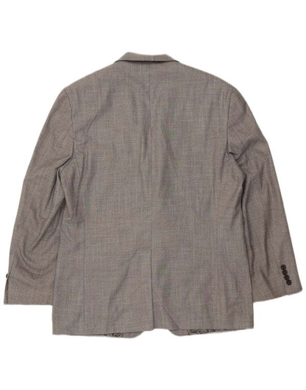 Chaps Mens 2 Button Blazer Jacket UK 40 Large Grey Chevron Polyester