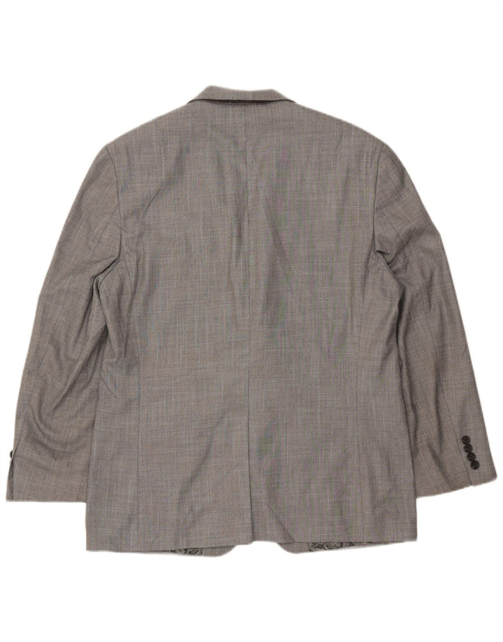 Chaps Mens 2 Button Blazer Jacket UK 40 Large Grey Chevron Polyester