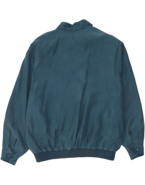 Vintage Mens Loose Fit Bomber Jacket IT 48 Medium Blue Silk