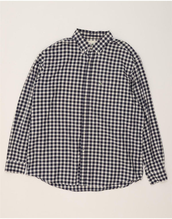 Lacoste Mens Regular Fit Shirt Size 46 2XL Navy Blue Gingham Cotton