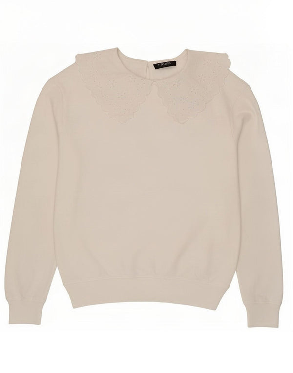 Marks & Spencer Womens Sweatshirt Jumper UK 10 Small White Cotton