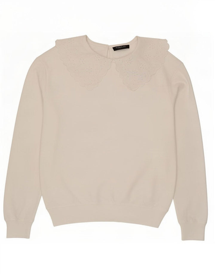 Marks & Spencer Womens Sweatshirt Jumper UK 10 Small White Cotton