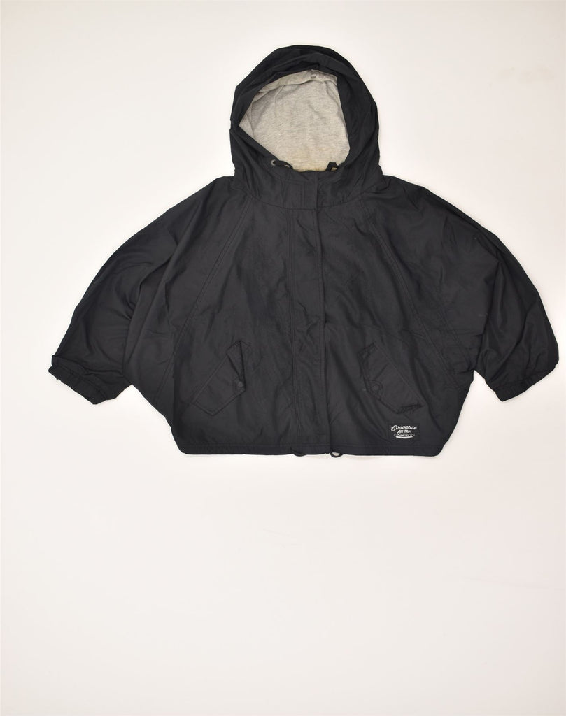 CONVERSE Womens 3/4 Sleeve Hooded Rain Jacket UK 42 Medium Black Polyester | Vintage Converse | Thrift | Second-Hand Converse | Used Clothing | Messina Hembry 