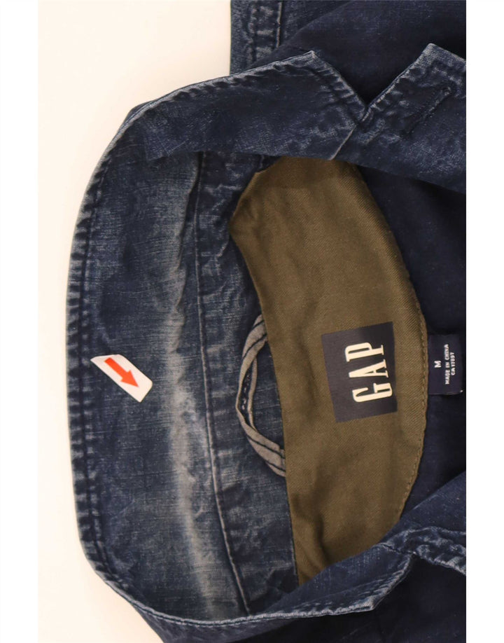 Gap Mens 3 Button Denim Blazer Jacket UK 38 Medium Navy Blue Cotton