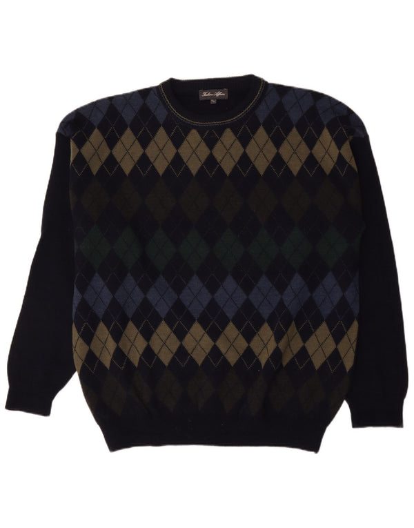 Vintage Mens Crew Neck Jumper Sweater IT 52/54 Large Navy Blue