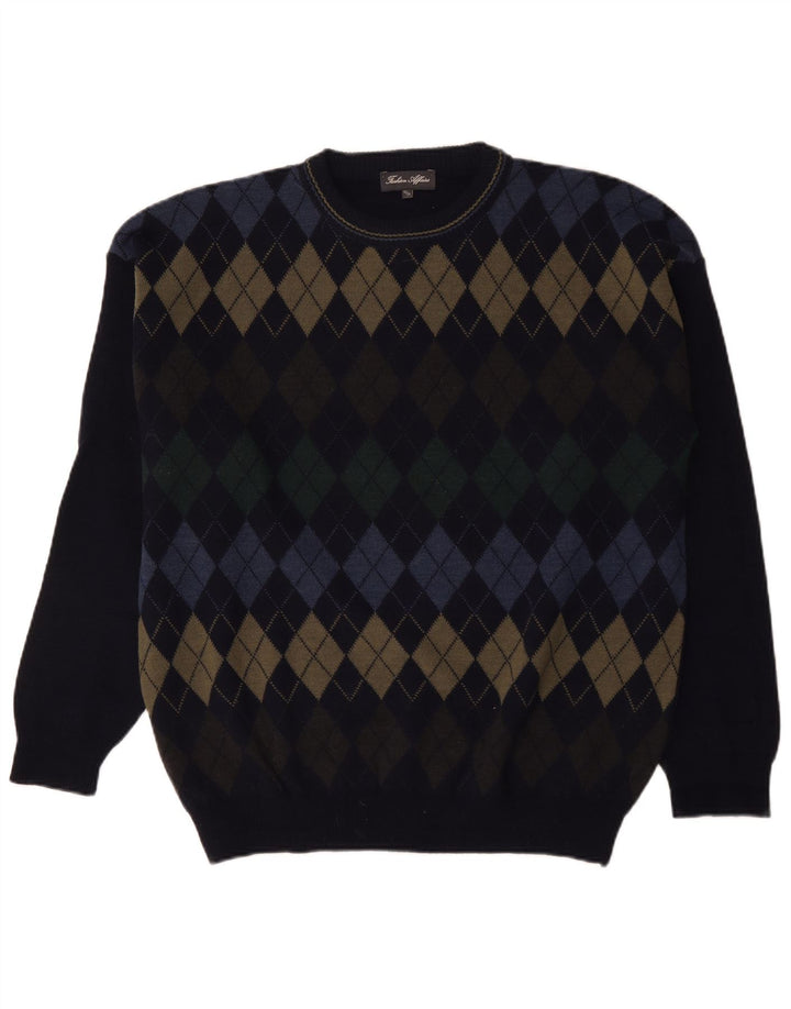 Vintage Mens Crew Neck Jumper Sweater IT 52/54 Large Navy Blue