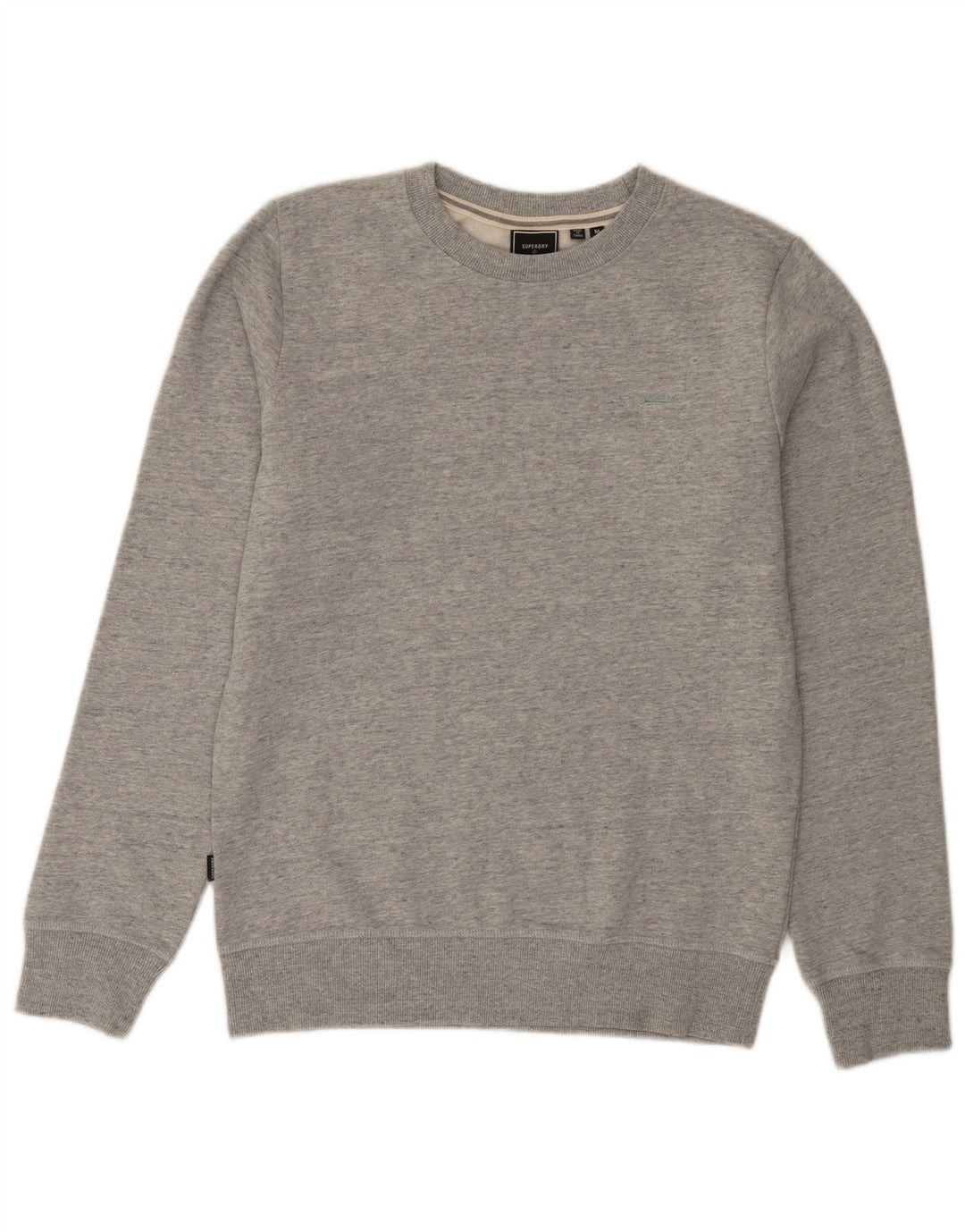 Superdry Mens Sweatshirt Jumper Medium Grey Flecked Cotton