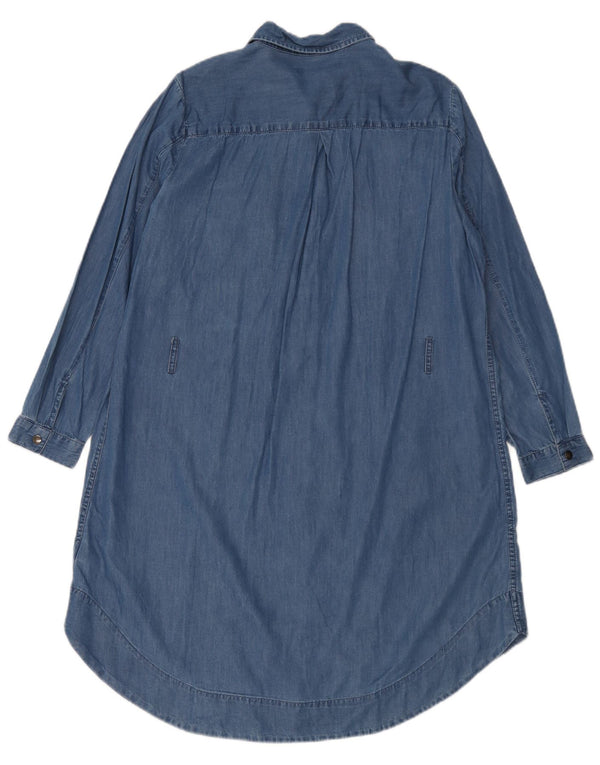 Marks & Spencer Womens Denim Shirt Dress UK 16 Large Blue Cotton
