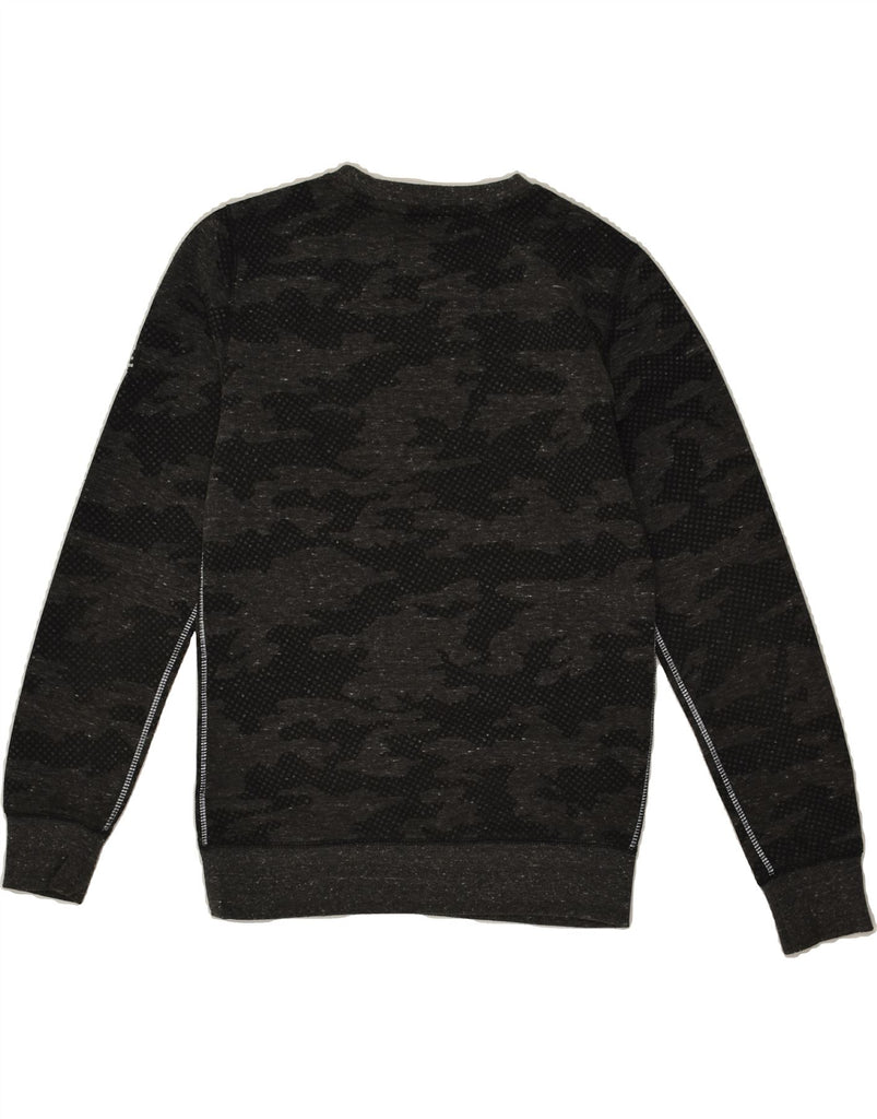 SUPERDRY Mens Graphic Sweatshirt Jumper Small Black Camouflage Polyester | Vintage Superdry | Thrift | Second-Hand Superdry | Used Clothing | Messina Hembry 