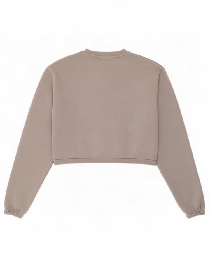 Ellesse Womens Crop Sweatshirt Jumper UK 12 Medium Grey Cotton