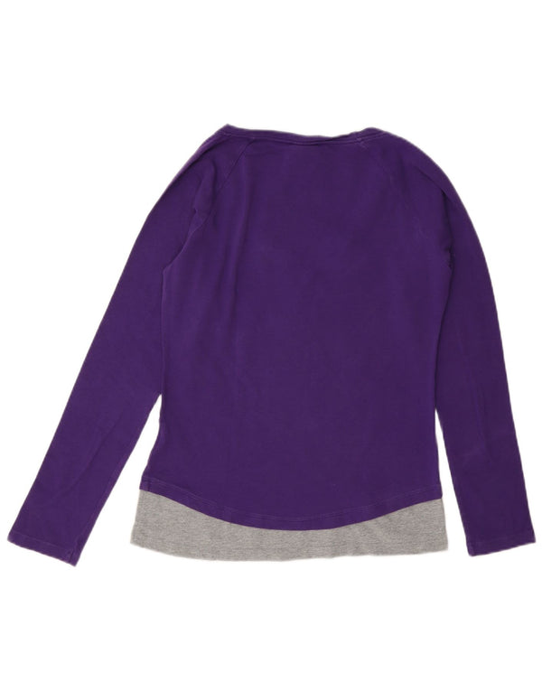 Champion Womens Heritage Fit Graphic Top Long Sleeve UK 12 Medium Purple