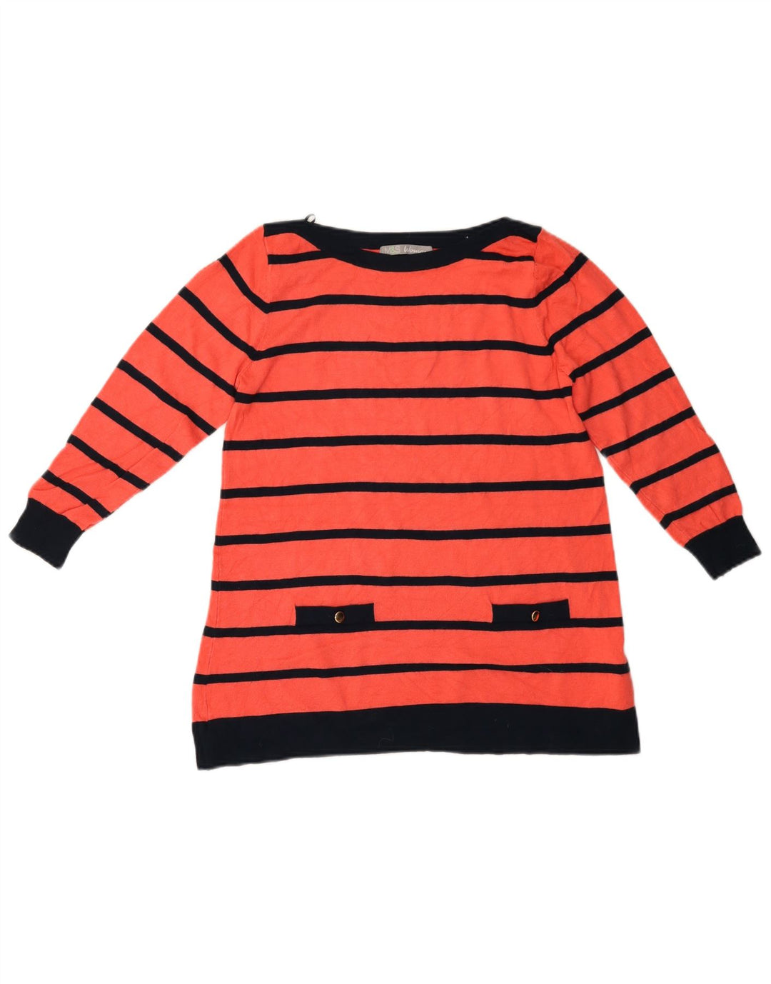 MARKS & SPENCER Womens Boat Neck Jumper Sweater UK 10 Small Red Striped