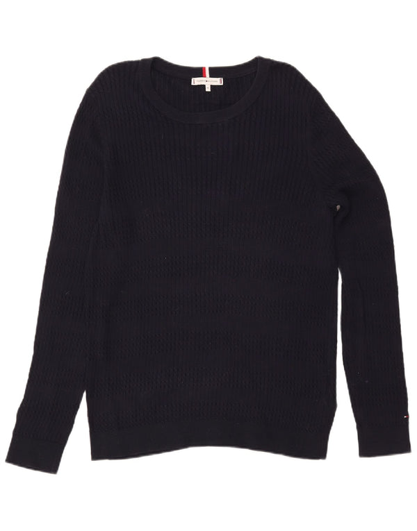 Tommy Hilfiger Mens Boat Neck Jumper Sweater XL Navy Blue Cotton