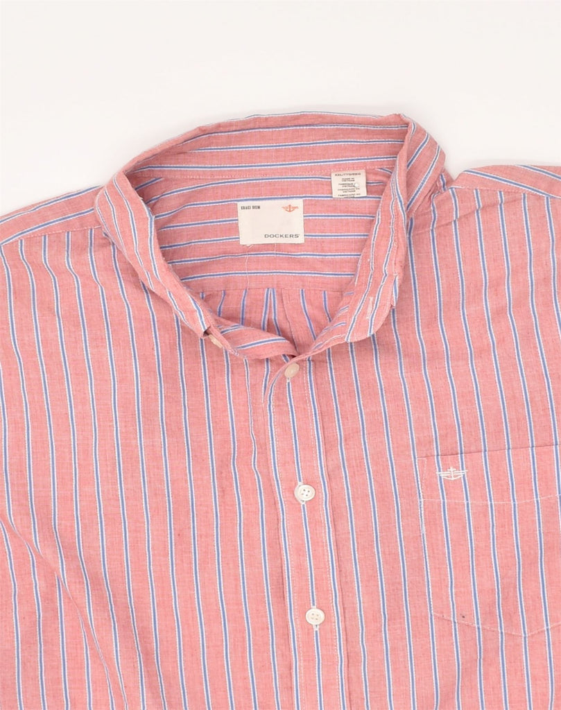 DOCKERS Mens Short Sleeve Shirt 2XL Pink Striped Cotton | Vintage Dockers | Thrift | Second-Hand Dockers | Used Clothing | Messina Hembry 