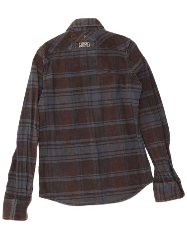 Superdry Mens Flannel Shirt Medium Brown Check Cotton