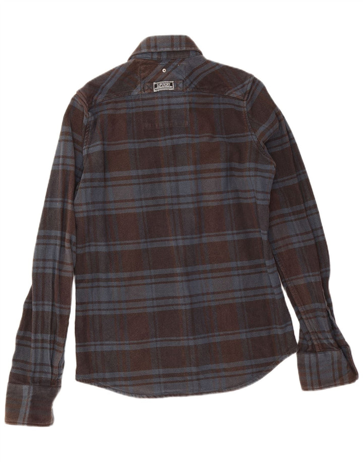 Superdry Mens Flannel Shirt Medium Brown Check Cotton